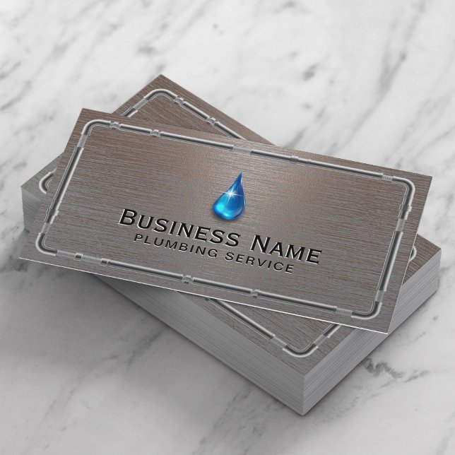 Plumbing Professional Metal Pipes Pro Repair Business Card (Creator Uploaded)