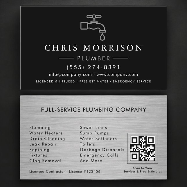 Plumbing Service and Repair Plumber QR Code Business Card (Creator Uploaded)