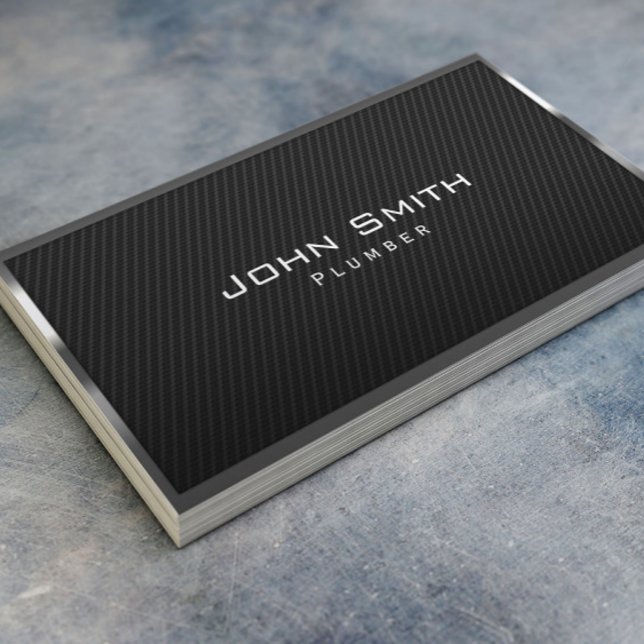 Plumbing Service Black Carbon Fibre Plumber Business Card (Creator Uploaded)