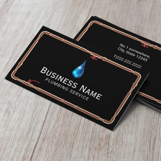 Plumbing Service Professional Pipe Framed Repair Business Card (Creator Uploaded)