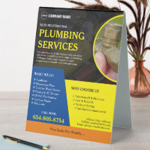 Plumbing Services Custom Table Tent Sign