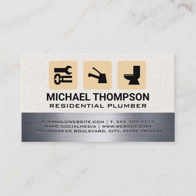 Plumbing Services Icons Business Card (Front)