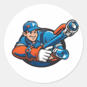 plumbing services logo classic round sticker