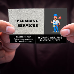 Plumbing Services   Plumber Man Business Card