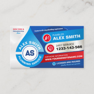 Plumbing Services, Plumber, Plumb Repair Business Card