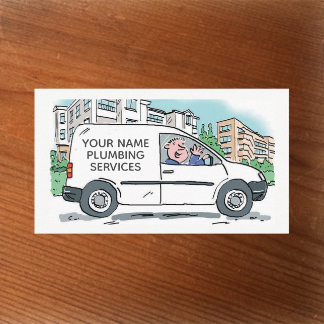 Plumbing Services with Name on Company Van Business Card (Creator Uploaded)