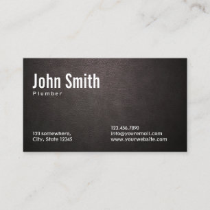 Plumbing Stylish Dark Leather Plumber Business Card