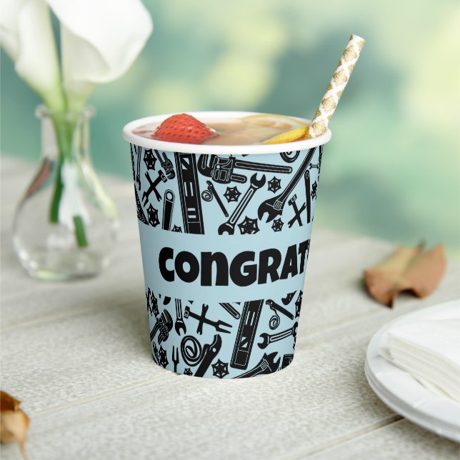 Plumbing Tools Party Cups Plumber Party Decor (Insitu)