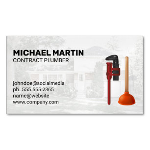 Plumbing Tools Residential Blue Collar Work Magnetic Business Card