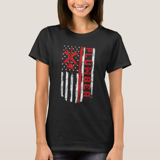 Plumbing Worker American Flag Patriotic Plumber 4t T-Shirt (Front)