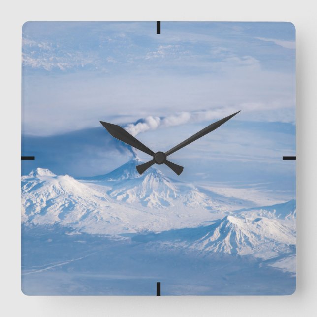 Plume Emanating From Kliuchevskoi Volcano. Square Wall Clock (Front)
