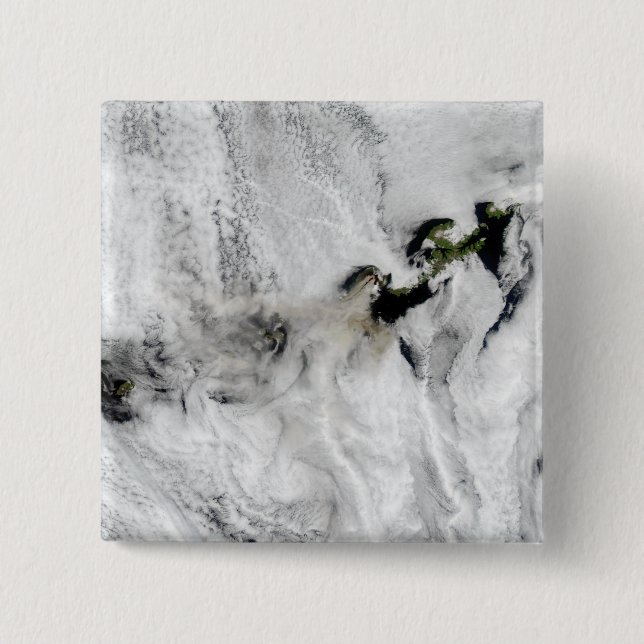 Plume from Okmok Volcano, Aleutian Islands 2 15 Cm Square Badge (Front)