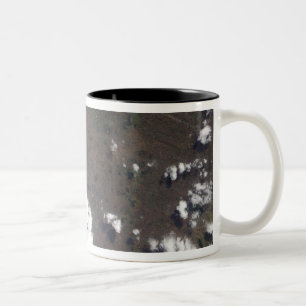 Plume rises from Nyiragongo Volcano in the DRC Two-Tone Coffee Mug