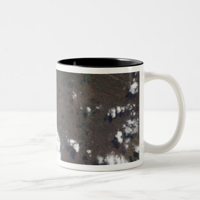 Plume rises from Nyiragongo Volcano in the DRC Two-Tone Coffee Mug (Right)