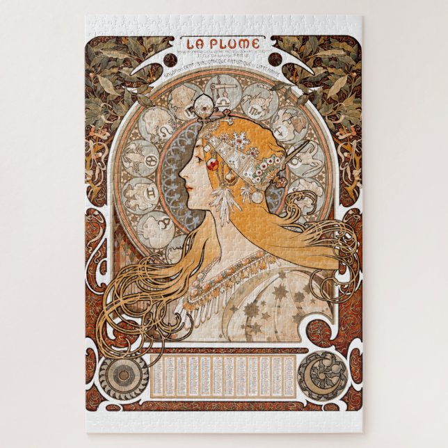 Plume Zodiac Woman by Alphonse Mucha – Art Nouveau Jigsaw Puzzle (Vertical)