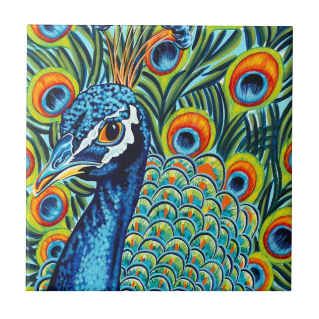 Plumed Peacock I Ceramic Tile (Front)