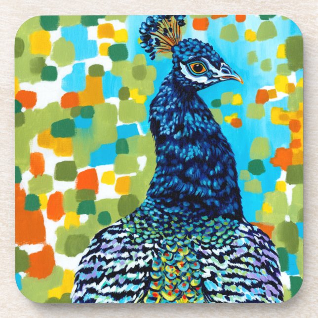 Plumed Peacock II Coaster (Front)