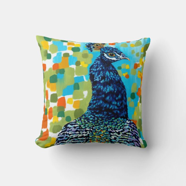Plumed Peacock II Cushion (Front)