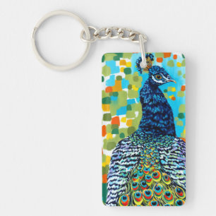 Plumed Peacock II Key Ring