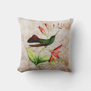 Plumeleteer Hummingbird Vintage Grunge Pillow