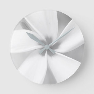 Plumeria - Black and White Macro Portrait Round Clock