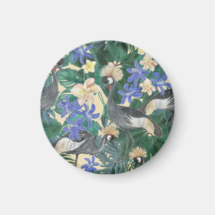 Plumeria Blue Flowers, Watercolor Seamless. Magnet
