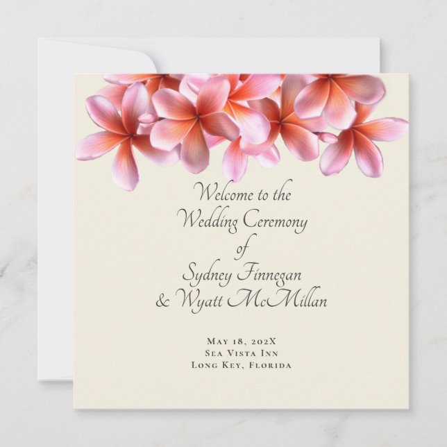 Plumeria Flat Simple Wedding Ceremony Programs (Front)