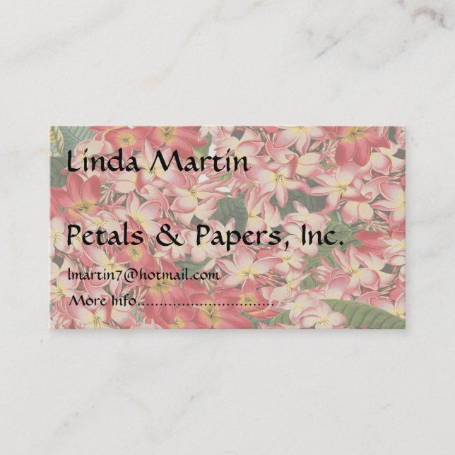 Plumeria Floral Botanical Flower Business Card (Front)
