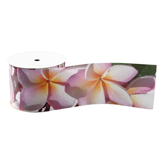 Plumeria Floral Flowers Grosgrain Ribbon (Spool)