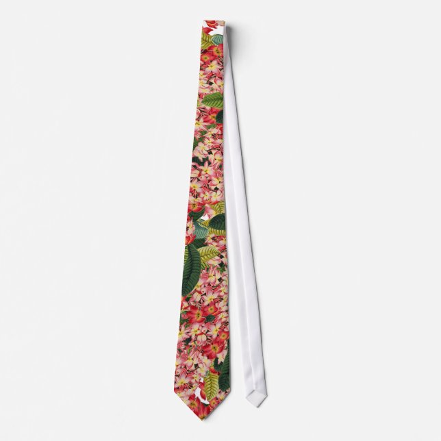 Plumeria Floral Flowers Tropical Tie (Front)
