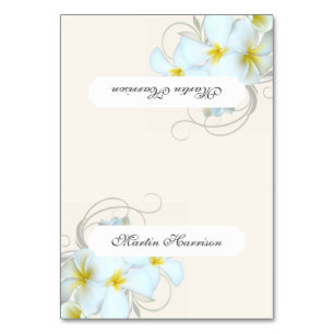 Plumeria Flourish Cream Tented Place Cards