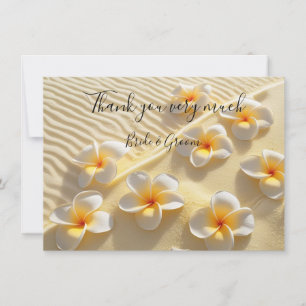 Plumeria Flower on sand thank you card