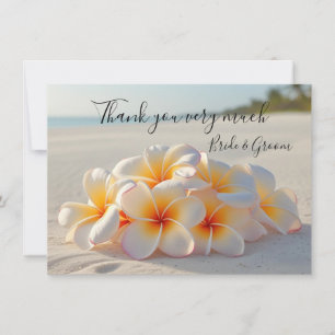 Plumeria Flower on sand thank you card