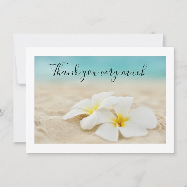 Plumeria Flower on sand thank you card (Front)