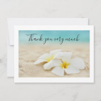 Plumeria Flower on sand thank you card