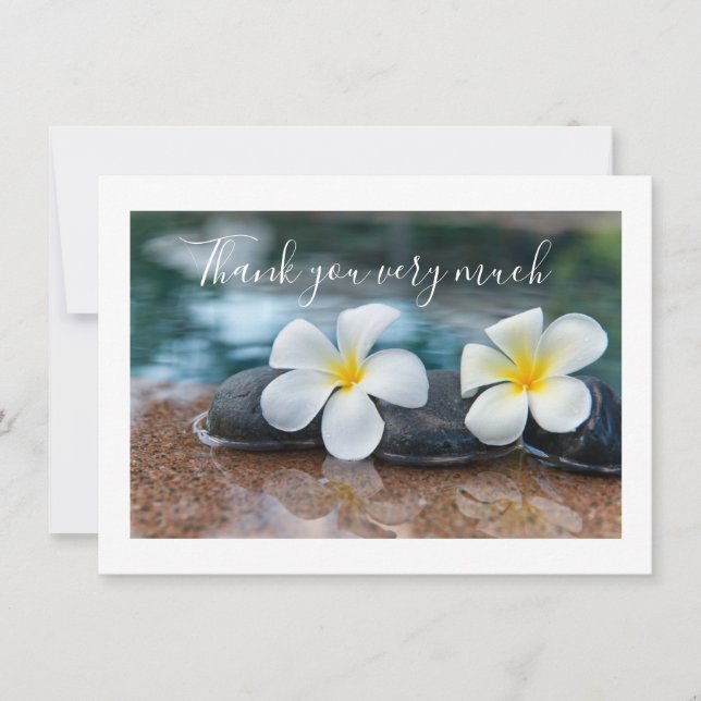 Plumeria Flower on sand thank you card (Front)