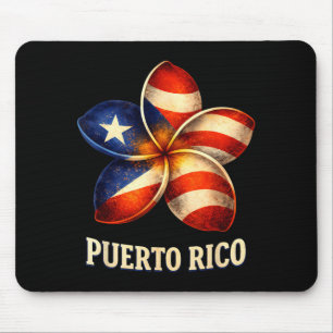Plumeria Flower Puerto Rico Pride Flag Mouse Pad