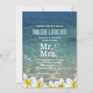 Plumeria Flowers Beach Destination Wedding Invitation