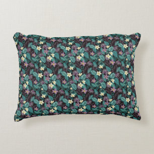 Plumeria Flowers Emerald Green Tropical Leaves Decorative Cushion