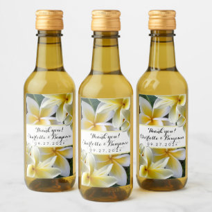 Plumeria Flowers Mini Wedding Wine Bottle Labels