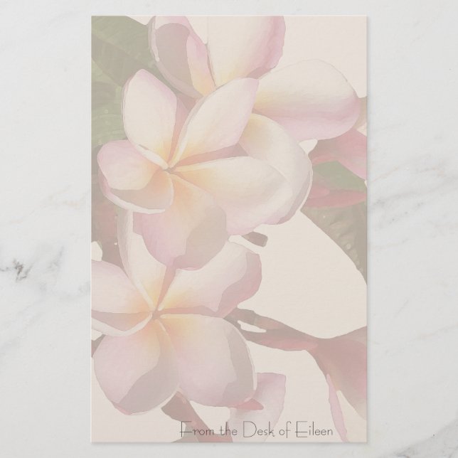 Plumeria Flowers Personalised Stationery (Front)