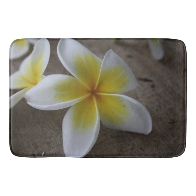 Plumeria - Frangipani Floral Photograph Bath Mat (Front)