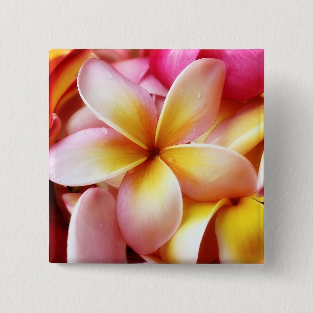 Plumeria Frangipani Hawaii Flower Customised Blank 15 Cm Square Badge (Front)
