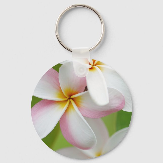 Plumeria Frangipani Hawaii Flower Customised Blank Key Ring (Front)