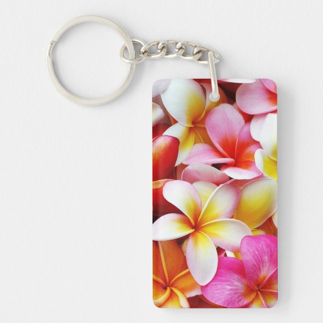 Plumeria Frangipani Hawaii Flower Customised Key Ring (Front)