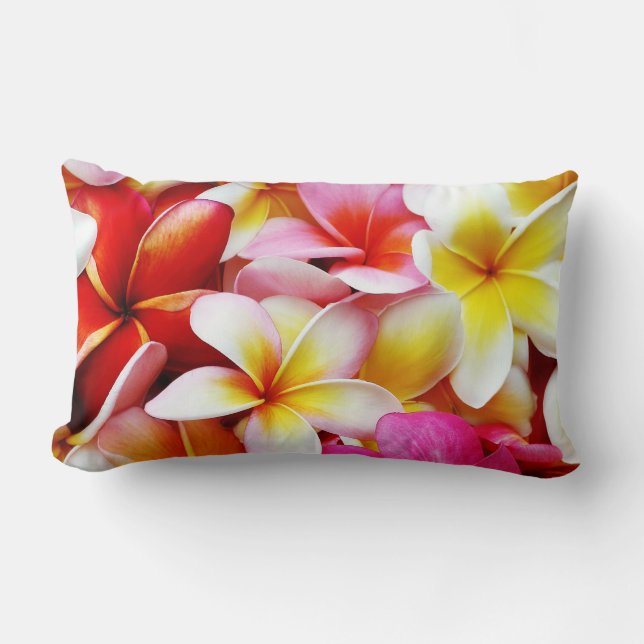 Plumeria Frangipani Hawaii Flower Customised Lumbar Cushion (Front)