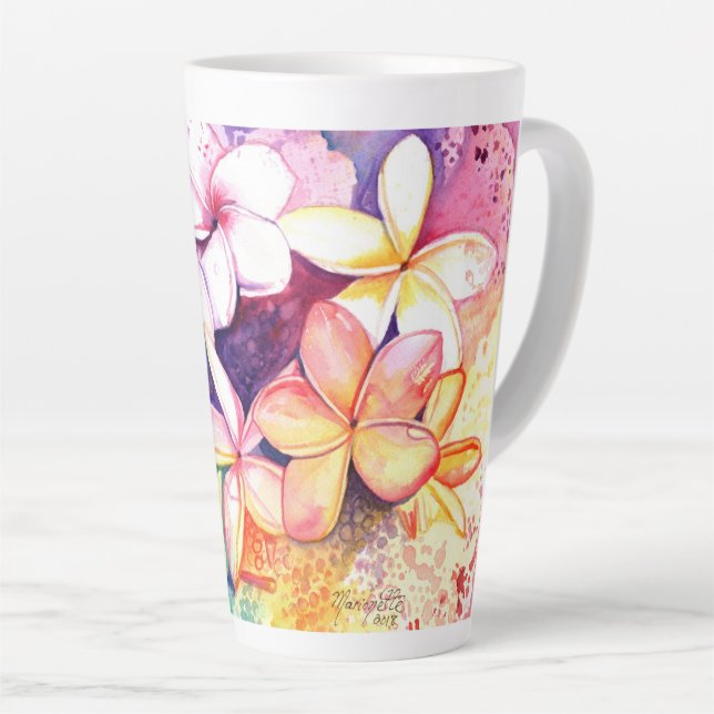 Plumeria Fun Latte Mug (Right Angle)