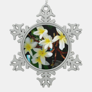 Plumeria (known as frangipani), Often Used In Leis Snowflake Pewter Christmas Ornament