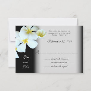 Plumeria on Black Wedding Invitation Reply Cards