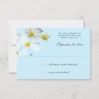 Plumeria on Blue Wedding Invitation Reply Cards